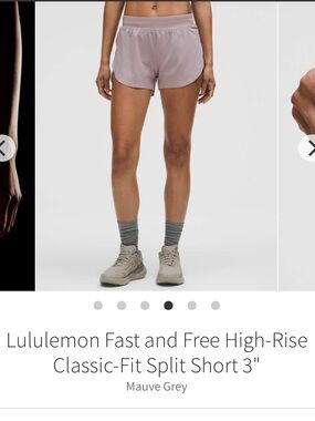 Lululemon Fast and Free High-Rise Classic-Fit Split Short 3" in Mauve Grey
